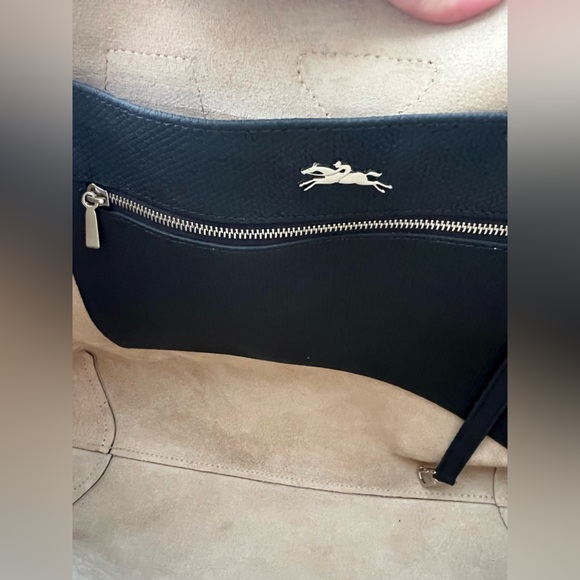 New Longchamp Larger Le Roseau Leather Tote In Black - Picture 8 of 13